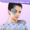 Glitter Makeup Body Glitter Face Paint Face Glitter Concert Face Makeup White Pink Blue 3 Colors Chunky Holographic Body Glitter for Concert Outfits, Clubwear or Cosplay, Costumes…