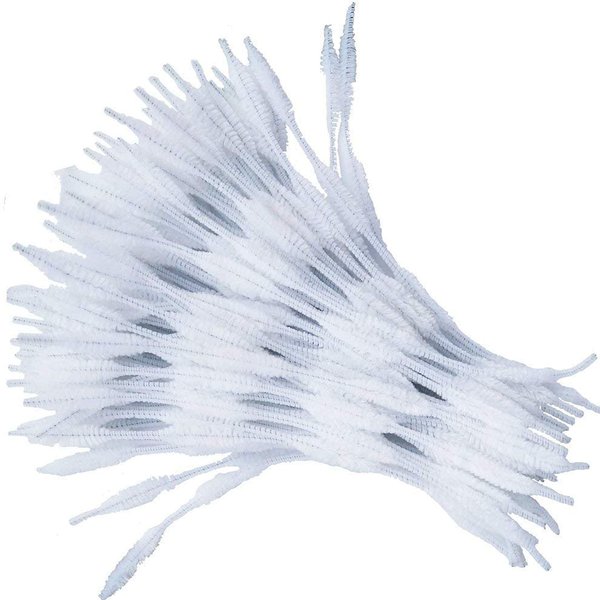 Carykon Pack of 100 Pipe Cleaners Fuzzy Bumpy Chenille Stems for Creative Handmade DIY Art Craft (White)