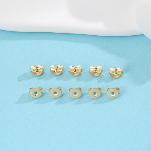 JIACHAREMED 14K Gold Earring Backs Replacements - Comfort Earring Backs for Studs, Secure Ear Locking for Stud Earrings Ear Nut for Posts, 10Pcs/5 Pair