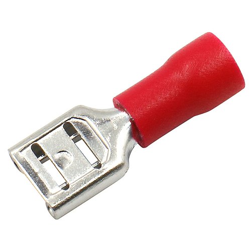 Baomain Female Quick disconnects Vinyl Insulated Spade Wire Connector Electrical Crimp Terminal 22-16 AWG 6.3mm 1/4" Red (100PCS)
