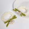 Elegant Lily of the Valley Floral Hair Ties - 2 Pack Flower Hair Bands - Elastic Ponytail Holders Hair Tie No Damage Hair Accessories for Woman Girls Kids Gifts