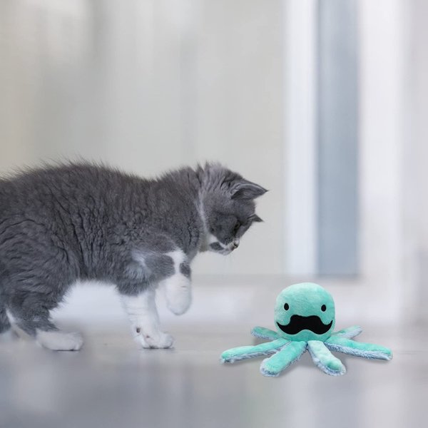 Andiker Cat Interactive Toy, Octopus-Shaped Cat Plush Toys with Crinkle Paper, Cat Toys for Indoor Cats to Scratch and Chew for Kitten Gifts and Cat Lovers (Blue)