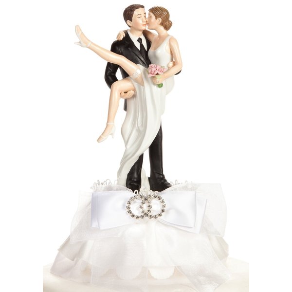 Funny Sexy Over the Threshold Rhinestone Rings Wedding Cake Topper