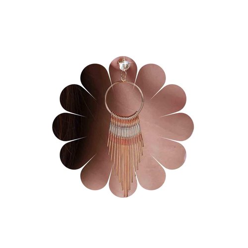 Sttiafay Boho Circle Bar Drop Earrings Hollow Circle Dangle Earrings Gold Chain Tassel Earrings Long Metal Tassel Earrings Jewelry for Women and Girls