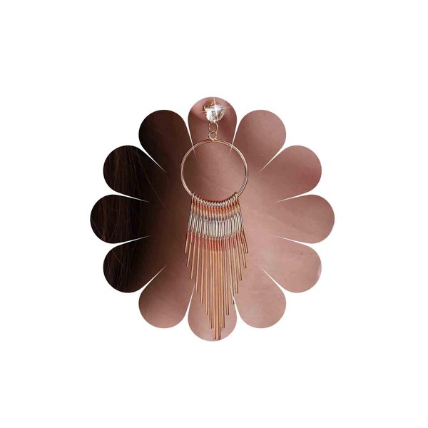 Sttiafay Boho Circle Bar Drop Earrings Hollow Circle Dangle Earrings Gold Chain Tassel Earrings Long Metal Tassel Earrings Jewelry for Women and Girls
