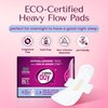 Hypoallergenic Heavy Flow Pads with FAR-IR Anion Strip, Super Absorbent, Breathable, Vegan and Eco-Certified, Ultra Thin with Wings, Count 72 (Heavy)
