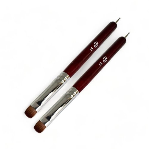 Vanfa Detailing Nail Art French Brush With Doting Tool - Size #14 (Pack of 2)