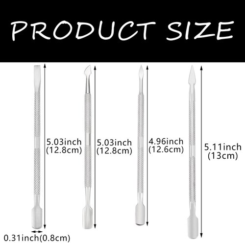 8 Pack Cuticle Pusher Set Stainless Steel Cuticle Remover Kit Professional Nail Polish Remover Nail Art Care Tools for Women and Girls Fingernail and Toenails (4 Pcs/Set)