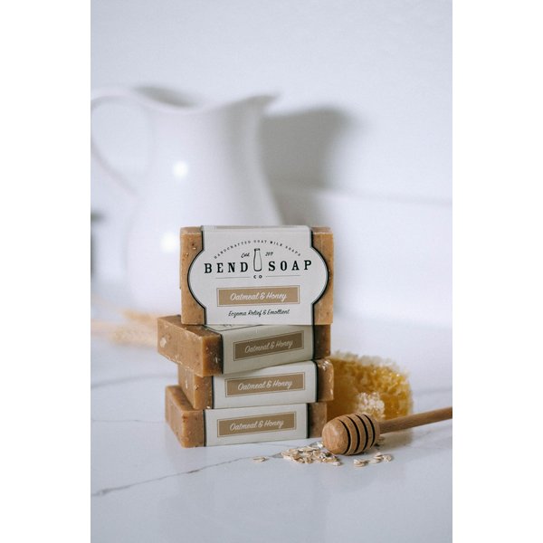 Bend Soap Company All Natural Handmade Goat Milk Soap for Dry Skin Relief, Oatmeal & Honey, 4.5 oz 4 pack