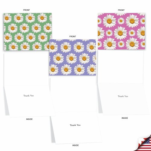 The Best Card Company - 10 Colorful Thank You Cards with Envelopes 4 x 5.12 in w/envelope - Thank You Note Cards with Flowers, Bulk Set of Cards - Crazy DaisyM6576TYG