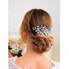 Unsutuo Crystal Bride Wedding Hair Comb Silver Rhinestone Flower Bridal Hair Pieces Pearl Wedding Hair Accessories for Women and Girls… (Silver)