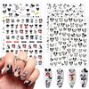 Cute Cartoon Nail Art Stickers 3D Self Adhesive Acrylic Nail Art Supplies Luxury Designer Nail Stickers Black White Panda Kawaii Design Cute Nail Decals for Women Girls DIY Manicure Tips 4 Sheets