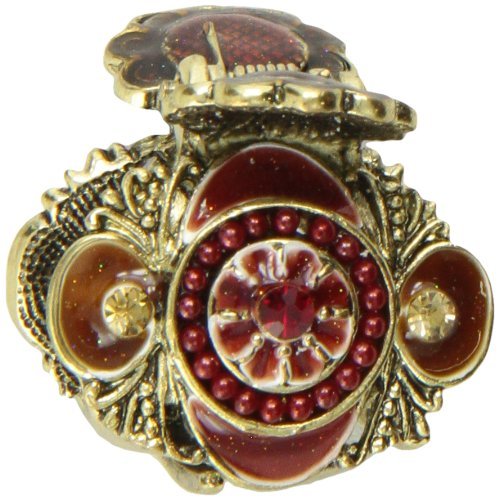 Caravan Small And Dainty Hair Claw Burgundy And Bronze Toppled With Rhinestone In Center