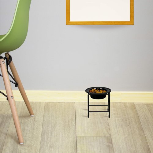 Platinum Pets Single Diner Feeder with Stainless Steel Cat/Dog Bowl, 1.25 cup/10 oz, Midnight Black