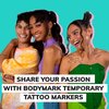 BIC BodyMark Party Pack Temporary Tattoo Marker for Skin, Premium Brush Tip, Gifts for Teens, 4 Count Pack