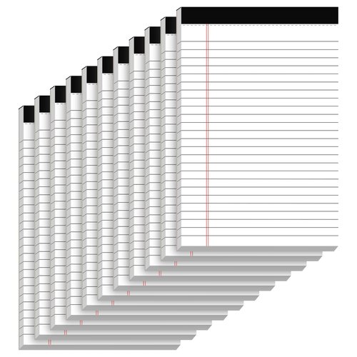 10 Pack of Legal Pad Writing Pads 5" x 8" Notepad 80gsm Recycled Paper Small Legal Pads 25 Lines Note Pads Perforated Legal Pads 30 Sheets Double-Sided Printing Legal Pads for School, College, Office
