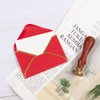 100 Pieces Mini Christmas Envelopes V Flap Small Envelopes with Gold Border for Blank Note Cards, Business Gift Cards (Red/Dark Green) (4 x 2.7 Inches)
