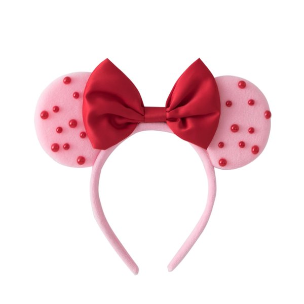 KARETT Pearl Mouse Ears Bow Headbands, Sparkle Mouse Ears Headband Glitter Hair Band for Party Princess Decoration Cosplay Costume