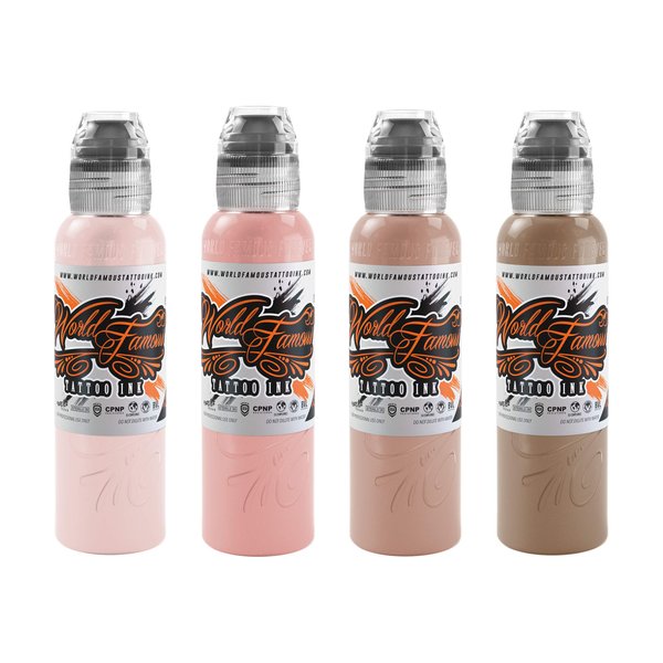 World Famous Pink Skintone Set Tattoo Ink, Vegan and Professional Ink, Made in USA, Maks Kornev Pink Skintone (Set of 4), 1oz