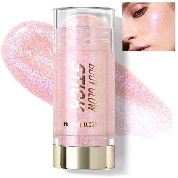 HOSAILY Jelly Highlighter Stick, Natural Brighten Shimmer Light Cream Luminizer, Silky Smooth Long-lasting Glowing Soft Cream Highlighter for Face Cheekbone Body Glitter Illuminator Makeup03#