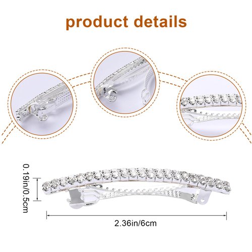 4Pcs Rhinestone Hair Clips Sparkly Hair Barrettes Pearl Silver Bling Hair Accessories for Wedding Crystal Hair Jewelry for Women Girls Prom