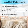 SilkStrands Invisible Wire Hair Extensions 24 Inch Secret Halo Hair Extensions with Adjustable 4 Clips Soft Transparent Lace Ash Blonde Halo Hair Extensions Natural Long Wavy Hair Extensions for Women
