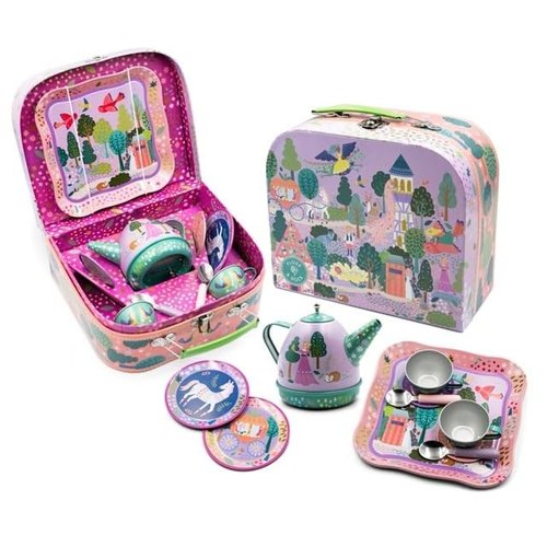 Floss & Rock Fairy Tale Musical Kids Tin Tea Set, 11 Piece, 6.8 Inch