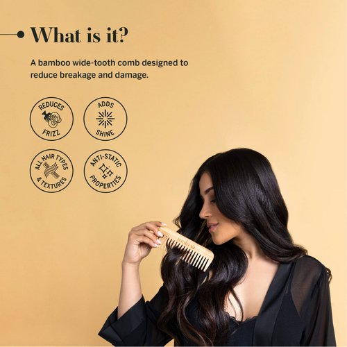 Inala Strand Smoother - Wide Tooth Wooden Comb -Bamboo Combs that Prevents Tangles and Static - Hair Brush For Hair Growth - Tames Frizz and Adds Shine - Suitable for All Hair Types - Natural Bamboo