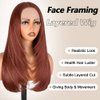 Ninroc Straight Lace Front Wigs Natural Black Layered Glueless Straight Hair Synthetic Lace Front Wig Pre Plucked Natural Hairline Heat Resistant Fiber Hair Lace Wigs For Women (Reddish Brown, 22inch)