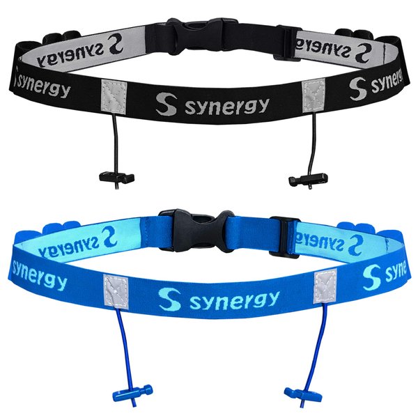 Synergy Running/Triathlon Race Day Number Belt 2-Pack (Black/Blue 2-Pack)