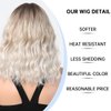 testar Short Wavy Bob Gray Wigs For White Women Platinum Curly Bob Wigs With Bangs White Bob Wig Synthetic Curly Wigs for Daily Party Use 14IN
