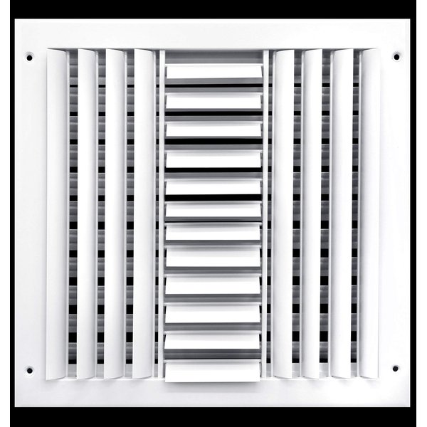 8" x 8" - 3-Way Air Vent - Adjustable Aluminum Curved Blades - Maximum Airflow - HVAC Grille