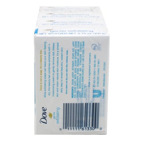 Dove Beauty Bar for Softer Skin Gentle Exfoliating More Moisturizing Than Bar Soap 4 oz 4 Bars