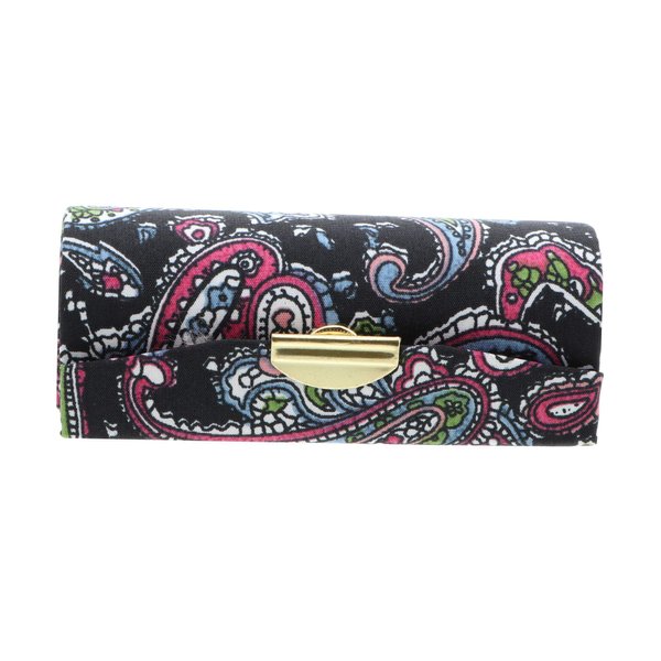 Motique Accessories Paisley Patterned Ladies Lipstick Case with Mirror Purse Lip Stick Holder - Black
