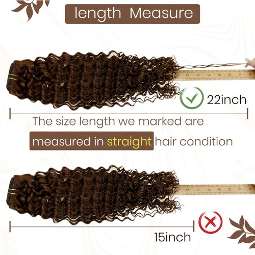 Hetto Wavy Clip in Human Hair Extensions Full Head #4 Dark Brown Clip in Hair Extensions Real Hair Curly Clip on Extensions Human Hair 7Pcs 105+20g 14 Inch