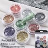 8 Colors Sparkling Crystal Diamond Nail Powder,5 PCS Nail Art Tools Nail File Buffer Stainless Steel Dual End Pusher,Nail Glitter Shiny Pigment Powder and Professional Pedicure Manicure Tools