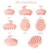 URTHEONE Scalp Massager Shampoo Brush, Hair Scalp Scrubber Head Massager with Soft Silicone Bristles for Women Men Kids Pets Shower and Hair Growth(Pink) Includes 5 Pcs Hair Ties