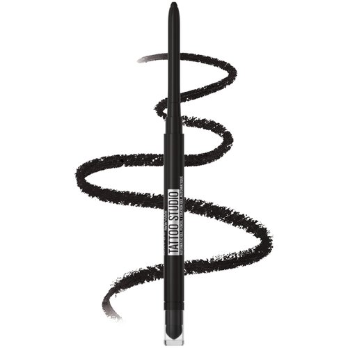 MAYBELLINE Tattoo Studio Automatic Gel Pencil Waterproof Eyeliner, Blendable, Smudge Resistant, Matte Eyeliner For Up To 36HR Wear, Pitch Black (Smokey Black), Packaging May Vary