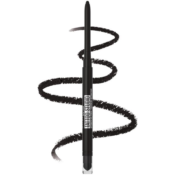 MAYBELLINE Tattoo Studio Automatic Gel Pencil Waterproof Eyeliner, Blendable, Smudge Resistant, Matte Eyeliner For Up To 36HR Wear, Pitch Black (Smokey Black), Packaging May Vary