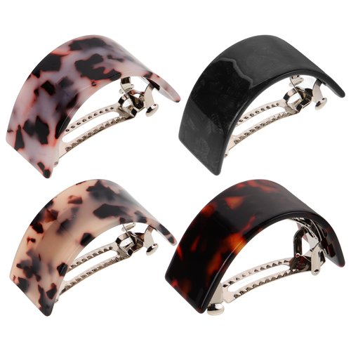 FOMIYES 4pcs Semicircle Ponytail Clip Hair Tortoise Shell Clip Semi Circle Clip No Slip Jaw Clip Crab Jaw Barrettes Semicircle Spring Clip Ponytail Holder Clip Miss Minimalist Decorate