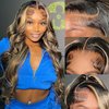 28 Inch Highlight Balayege 13x6 Lace Front Wig Human Hair Body Wave FB/27 Ombre Hd Lace Frontal Wig 180 Density Glueless Brazilian Lace Front Wigs Human Hair Bleached Knots Pre Plucked With Baby Hair