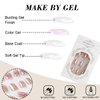 Pink Chrome Fake Nails Short Square Press On Nails Glitter Design Full Cover False Nails With Artificial Glossy Designs Acrylic Nails Reusable Stick On Nails By For Women Nail Decorations 24 Pcs