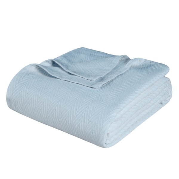 Superior 100% Cotton Blanket Oversized Throw, Woven Blanket for Couch, Bed, Bedding, Farmhouse, Home Essentials, Cute and Cozy Bohemian Blankets, Herringbone Weave, Throw, Light Blue
