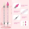 Eudaicful Rhinestone Picker Tool Kit: 2Pcs Rhinestone Picker, Dual-Ended Rhinestones Applicator Dotting Pen with 4 Upgraded Gem-Shape Wax Tips, Tweezer, Clay for DIY Nail Art Salon Home