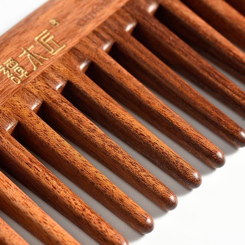 TAN MUJIANG Hair Comb Wide Tooth Natural Wood Anti-static 1pc