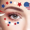 10 Sets 4th of July Temporary Tattoos Stickers Independence Day Face Eye Tattoo Sticker Waterproof Sweatproof American Flag USA Star Patriotic Memorial Day for Adult Kids Make Up Party Parade red