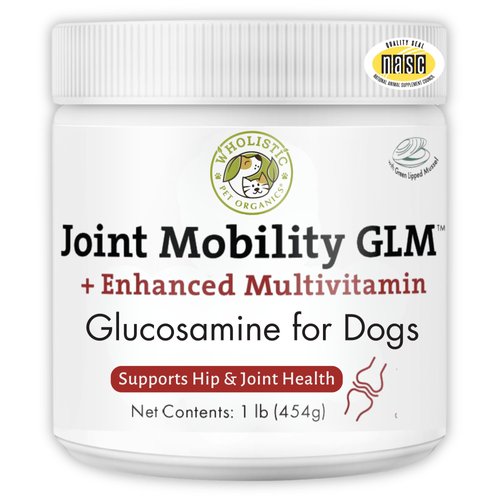Wholistic Pet Organics Joint Mobility GLM - 1 Lb - Glucosamine for Dogs Chondroitin Supplement Green Lipped Mussels - Joint Supplement for Dogs - Arthritis Pain Reliever for Large & Small Breeds