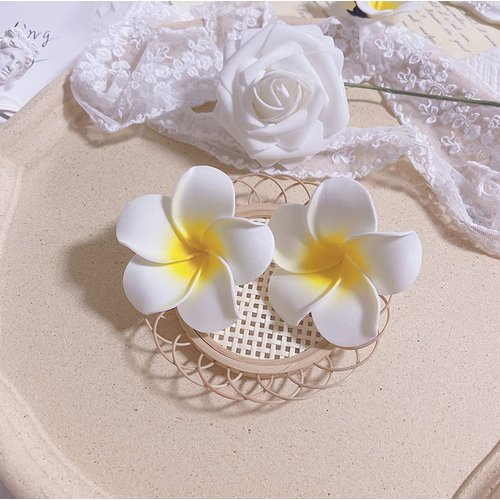 12PCS Women's Grils Hawaiian Plumeria Flower Hair Clips Wedding Bridal Decoration Hairpin Barrette Hair Accessories For Party Beach Holiday (yellow) 6CM