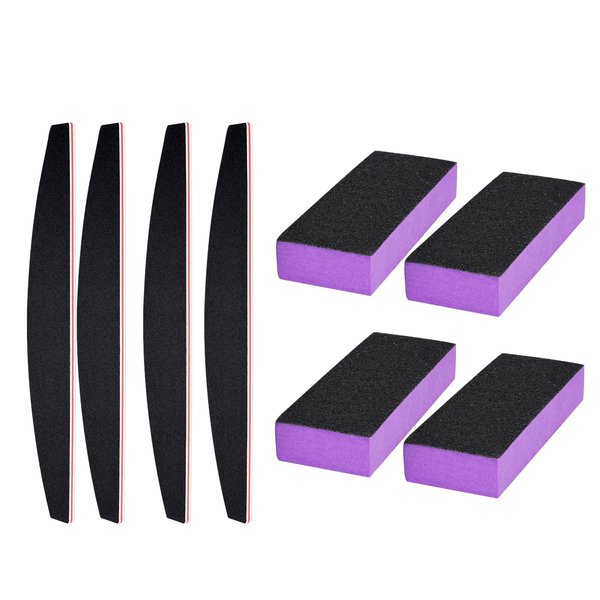 LNAUJS 8 Pack Nail File and Buffer Block, Portable Manicure Tools Kit with 100/180 Grit, Black Nail Pedicure File for Sanding, Buffing, Grinding and Polishing