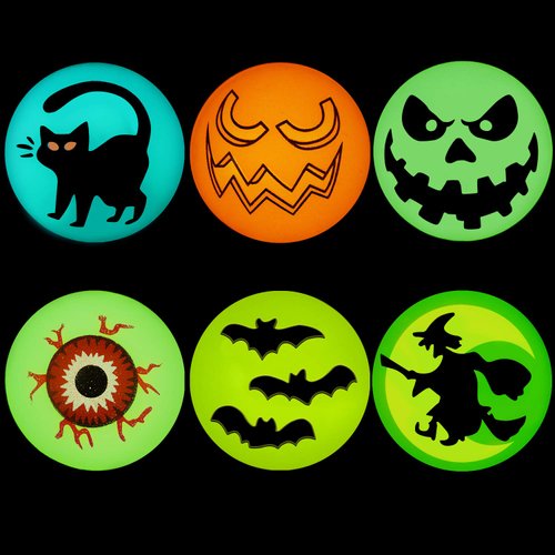 NEWBEA 72 Halloween Theme Designs Bouncing Balls - Glow in The Dark Bouncy Party Favors Supplies for Kids, Trick or Treating Goodie